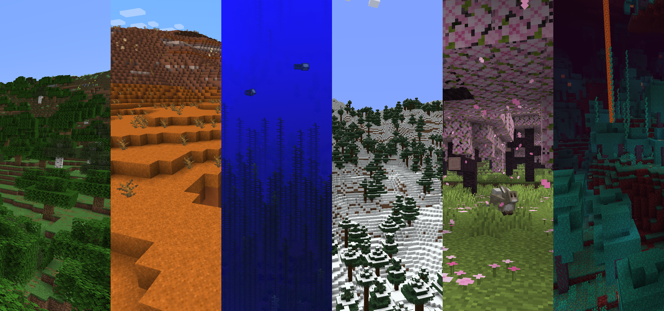 Panorama des différents biomes de Minecraft